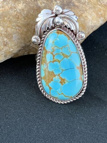 Native American Navajo Spiderweb Turquoise Ring | Sterling Silver | Sz 9 | 285