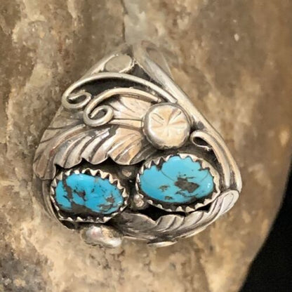 Navajo Kingman Turquoise Multi-Stone Ring | Authentic Native American Sterling Silver | Sz 11.5 | 14127