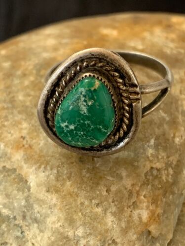 Native American Turquoise Navajo Old Pawn Ring | Sterling Silver | Sz 8.75 | 4714