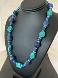 Native American Navajo Lapis & Turquoise Necklace | Sterling Silver | 21" | 00256