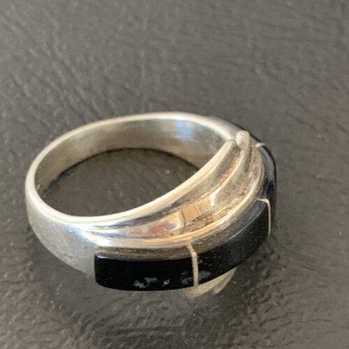 Native American Handmade Navajo Black Onyx Inlay Band Ring | Sz 6.5 | 12466