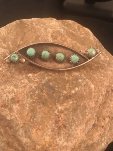 Native American Turquoise Cluster Pin | Navajo Sterling Silver | Old Pawn | Authentic Handmade | 8018