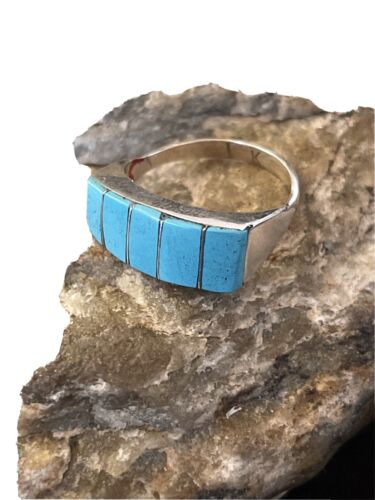 Native American Navajo Kingman Turquoise Ring | Sterling Silver | Sz 5.5 | 1130