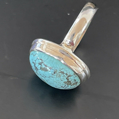 Navajo Spiderweb Blue Turquoise Ring | Sterling Silver | Sz 6.5 | Authentic Native American Handmade | 11443