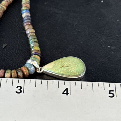 Southwestern Women's Green Opal Pendant Necklace | Sterling Silver | 17" | 14420