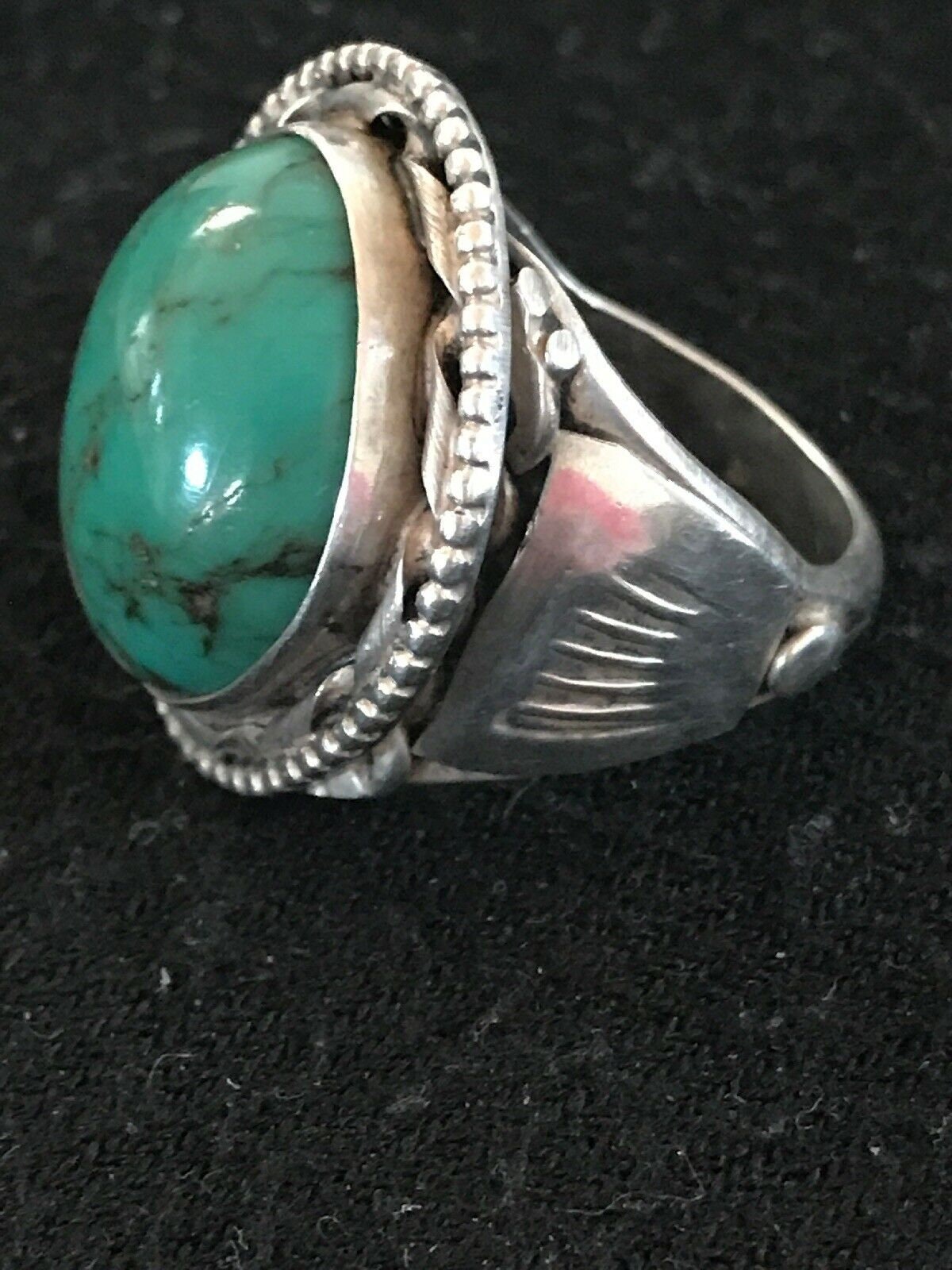 Vintage Navajo Sterling Silver Turquoise Ring | Sz 10.5 | Old Pawn | Blue | Native American Southwestern | 8641