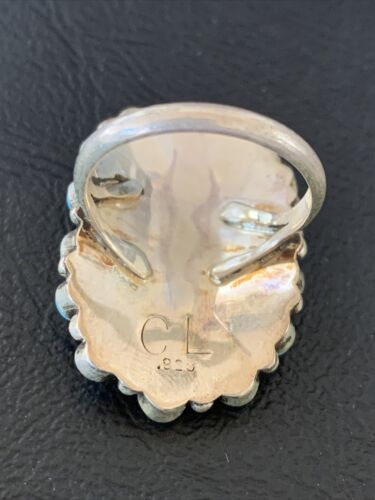 Navajo Blue Cluster Turquoise Needlepoint Ring | Authentic Native American Sterling Silver | Multi-Stone | Sz 8 | 11941