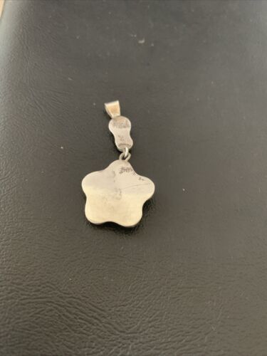 Old Pawn Vintage Multi-Stone Flower Pendant | Sterling Silver | Mother of Pearl & Garnet Dangle | 1186
