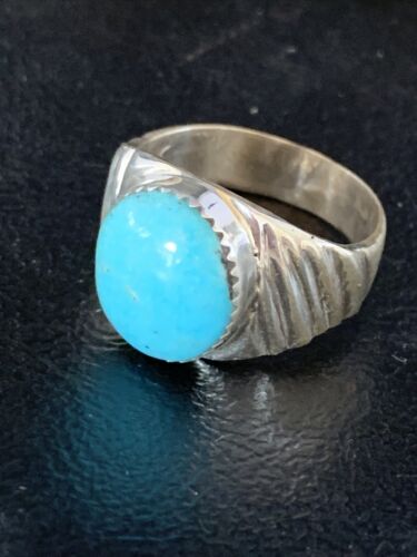 Navajo Blue Kingman Turquoise Ring | Sterling Silver | Sz 11 | Authentic Native American Handmade | 14148