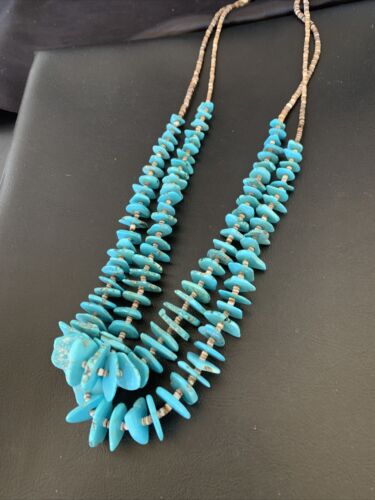 Native American Santo Domingo Shell Chip Turquoise Necklace | 26" | 11999 - Masha USA