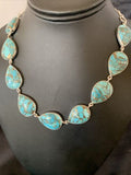Navajo Blue Mojave Turquoise Pendant Necklace | Sterling Silver | 18" | Authentic Native American Handmade | 11633