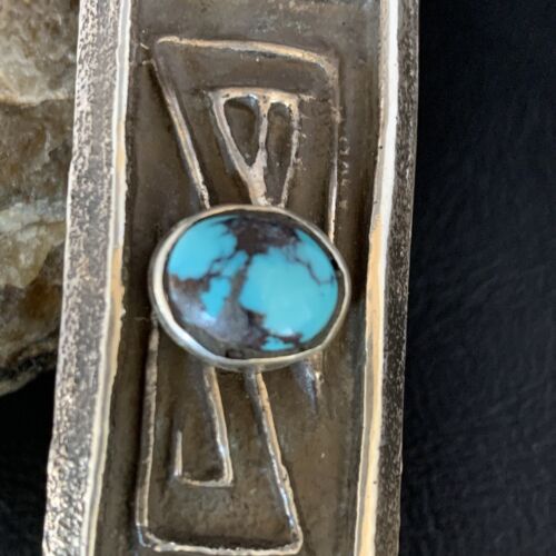 Navajo Blue Turquoise Hair Barrette | Sterling Silver | 4" | Authentic Native American Handmade | 13731