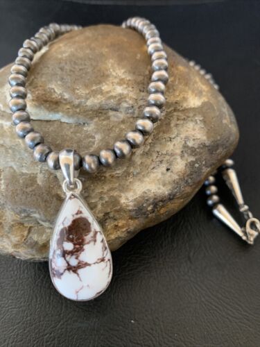 Navajo Wild Horse Turquoise Necklace Pendant | Sterling Silver | Authentic Native American Handmade | 12819