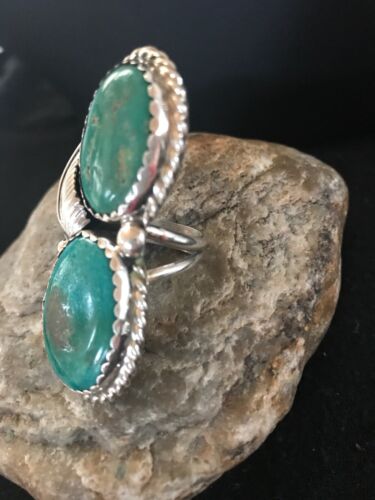 Navajo Apache Turquoise Ring | Authentic Native American Sterling Silver | Multi-Stone | Sz 7 | 2891