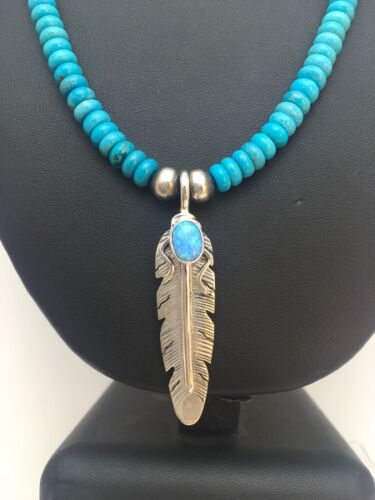 Navajo Opal & Turquoise Pendant Necklace & Earrings Set | Sterling Silver | Authentic Native American Handmade | 8905