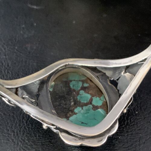 Native American Men's Blue Spiderweb Turquoise Cuff Bracelet | Sterling Silver | 14134