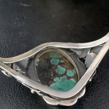 Native American Men's Blue Spiderweb Turquoise Cuff Bracelet | Sterling Silver | 14134