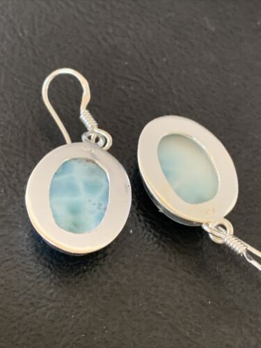Navajo Blue Larimar Dangle Earrings | Sterling Silver Beads | Authentic Native American Handmade | 1614