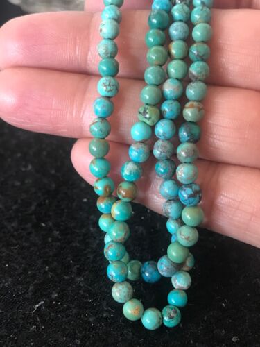 Navajo Turquoise Bead Necklace | 2 Strand | Sterling Silver | 19" | Authentic Native American Handmade | 8562