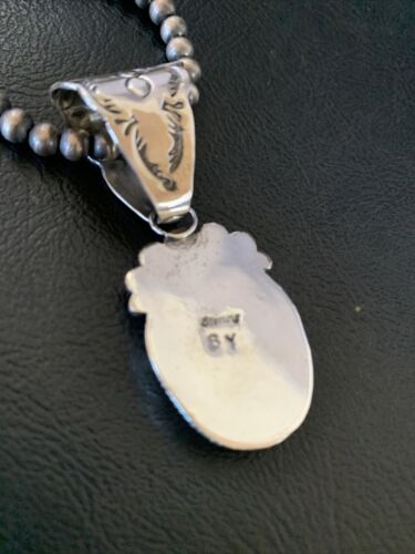 Navajo Orange Spiny Oyster Pendant Necklace | Sterling Silver | Authentic Native American Handmade | 13081