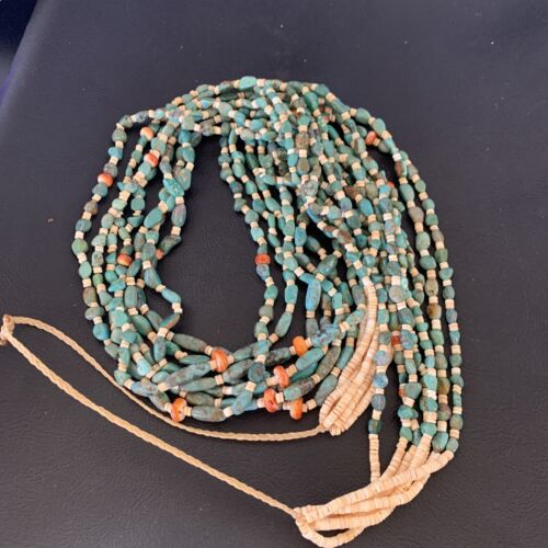 Native American Santo Domingo 7-Strand Necklace | Shell & Green Turquoise | 38" | 12051