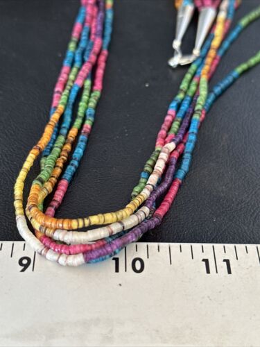 Multi-Color Shell Heishi Necklace | Sterling Silver | 22" | Authentic Native American Handmade | 14816