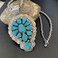 Navajo Kingman Turquoise Multi-Stone Pendant | Authentic Native American Sterling Silver | 11515