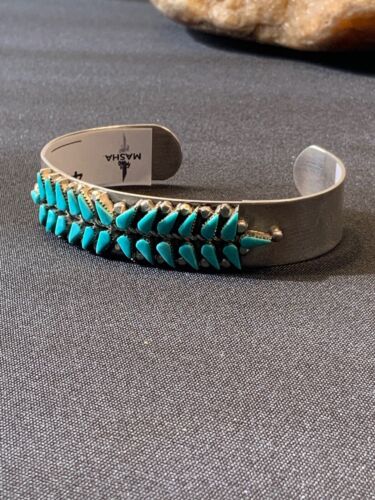 Native American Turquoise Navajo Bracelet | Sterling Silver Old Pawn | 4433 - Masha USA