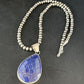 Men's Navajo Pearls Necklace with Faceted Lapis Pendant | Sterling Silver | Authentic Native American Handmade | 14468
