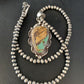 Men's Navajo Green Boulder Turquoise Pendant Necklace | Sterling Silver | Authentic Native American Handmade | 13660