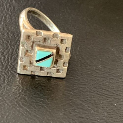 Native American Women's Navajo Blue Kingman Turquoise Inlay Ring | Sz 7 | 13173