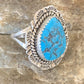 Southwestern Navajo Blue Kingman Turquoise Ring | Sterling Silver | Sz 7 | 12956