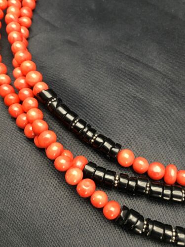 Navajo Red Coral 3 Strand Necklace | Sterling Silver | 19" | Authentic Native American Handmade | 2799