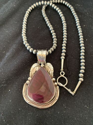 Navajo Purple Spiny Oyster Pendant | Sterling Silver | Authentic Native American Handmade | 804
