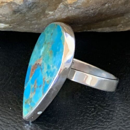 Navajo Blue Kingman Turquoise Ring | Sterling Silver | Sz 8 | Authentic Native American Handmade | 12792