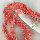 Navajo Native American Coral 2-Strand Bamboo Necklace | Sterling Silver | Southwestern 3253