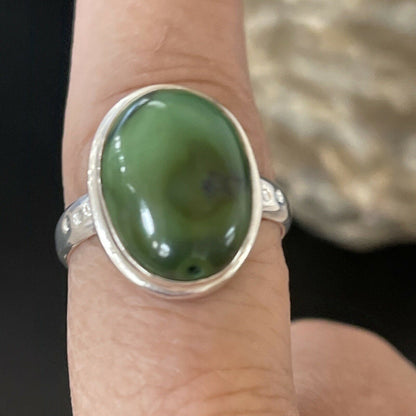 Navajo Natural Green Turquoise Ring | Sterling Silver | Sz 9 | Authentic Native American Handmade | 11437 - Masha USA