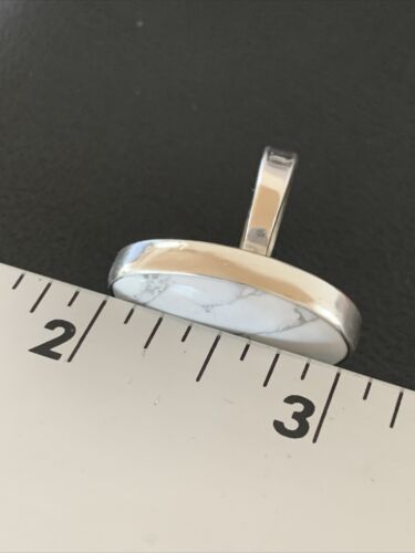 Navajo White Howlite Ring | Sterling Silver | Sz 6.5 | Authentic Native American Handmade | 11607