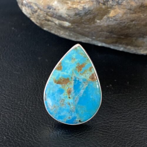 Navajo Blue Kingman Turquoise Ring | Sterling Silver | Sz 8 | Authentic Native American Handmade | 12787
