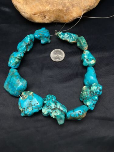 Native American Blue Turquoise Nugget Bead Strand | Free Form | 3152 - Masha USA