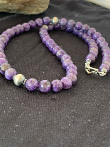 Navajo Purple | Sugilite Bead | Necklace | Sterling Silver | Authentic Native American Handmade | 21" | 4572