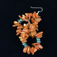 Navajo Orange Coral Turquoise Earrings Set | Sterling Silver | Authentic Native American Handmade | 1776