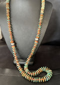 Navajo Turquoise & Red Spiny Oyster Necklace | Sterling Silver | Authentic Native American | 32" | 14382