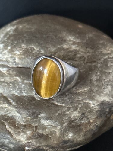 Native American Coffee Tiger's Eye Ring | Sterling Silver | Sz 9 | 14269