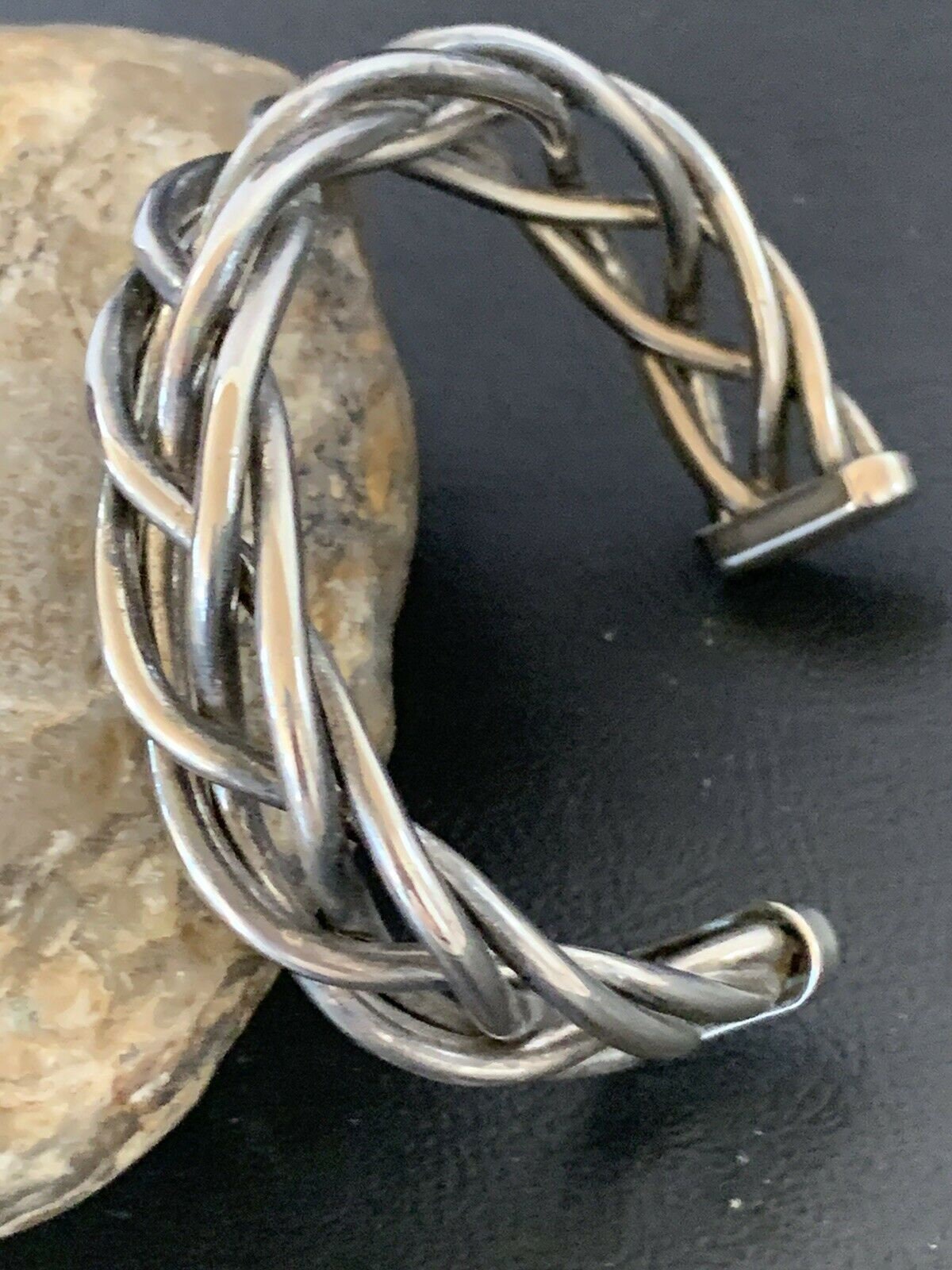 Old Pawn Navajo Wire Braid Bracelet | Sterling Silver | Authentic Native American Handmade | 10415