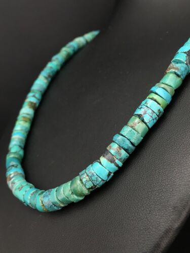 Navajo Turquoise Heishi Bead Necklace | Sterling Silver | 20" | Authentic Native American Handmade | 3286