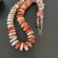 Navajo Turquoise & Red Spiny Oyster Necklace | Sterling Silver | Authentic Native American | Graduated | 22" | 10589
