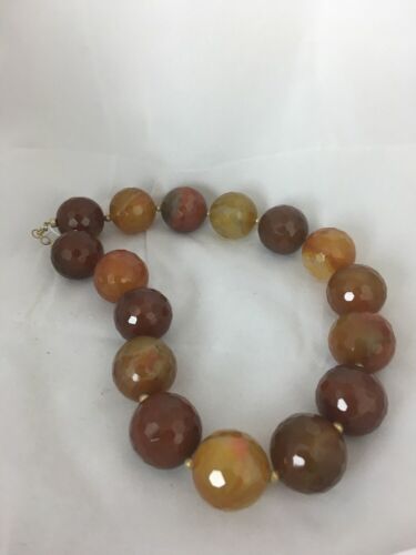 24mm Bold Faceted Carnelian Gold Filled Beads Necklace | 17" | Navajo Style |  3693