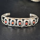 Navajo Red Coral Shadowbox Cuff Bracelet | Sterling Silver | Authentic Native American Handmade | 14591