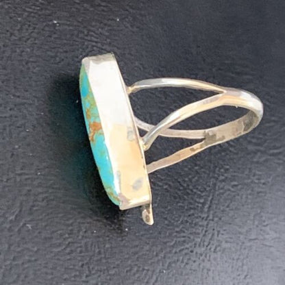 Southwestern Navajo Blue Kingman Turquoise Ring | Sterling Silver | Sz 9 | 13528